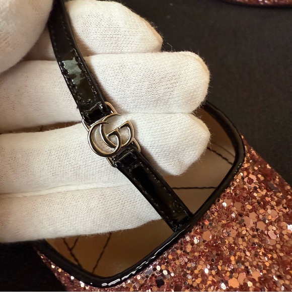 New Gucci SLINGBACK PUMP WITH DOUBLE G size 38, US 8 pink sparkling - Picture 5 of 15